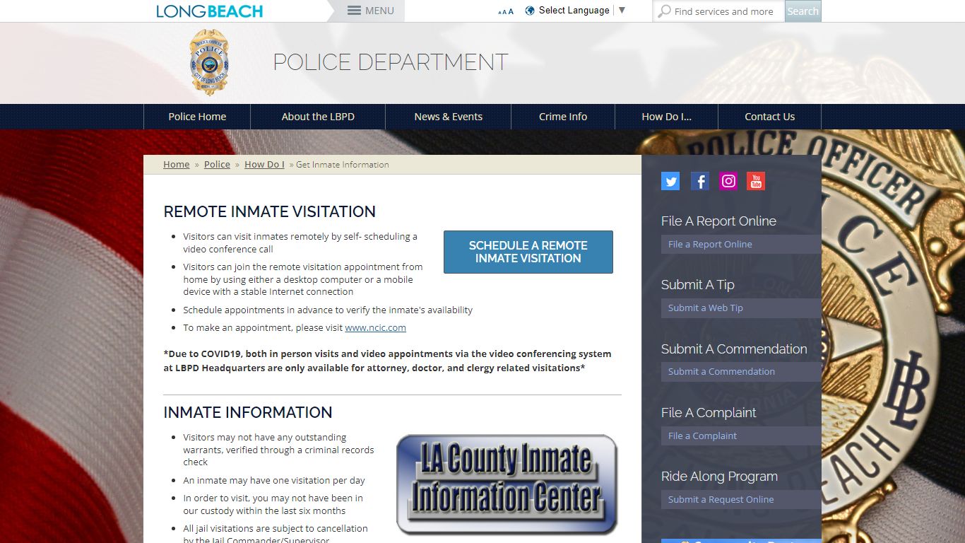 Get Inmate Information - City of Long Beach
