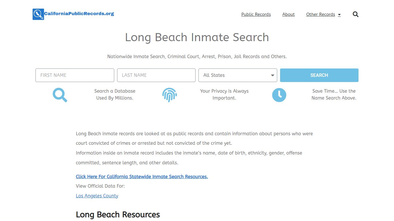 Long Beach Inmate Search - Current & Past LBPD CA Jail Records