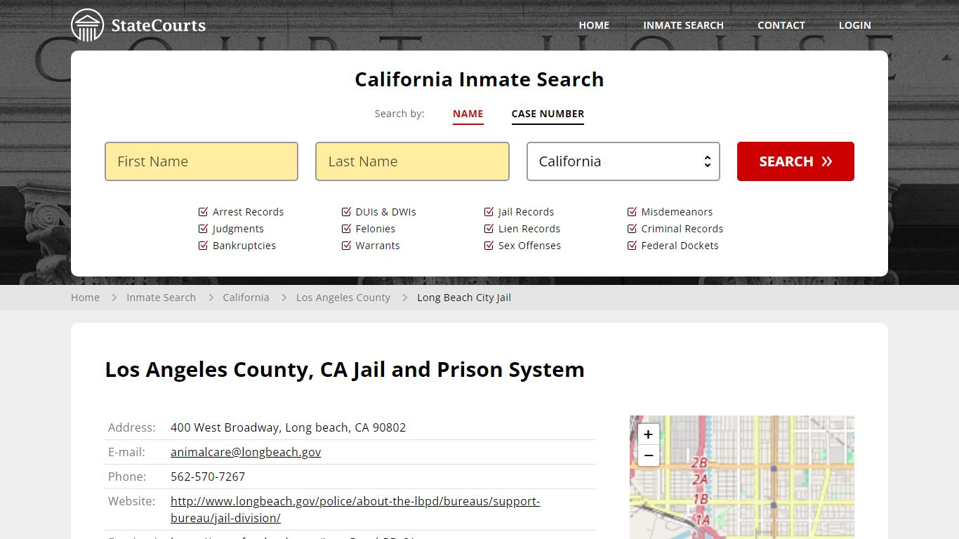 Long Beach City Jail Inmate Records Search, California - StateCourts